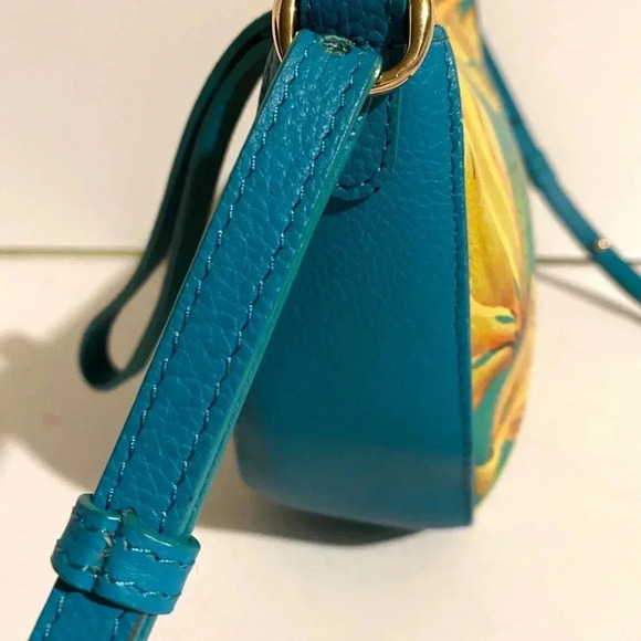 Handmade painted multicolor leather crossbody bag - Picture 5 of 12